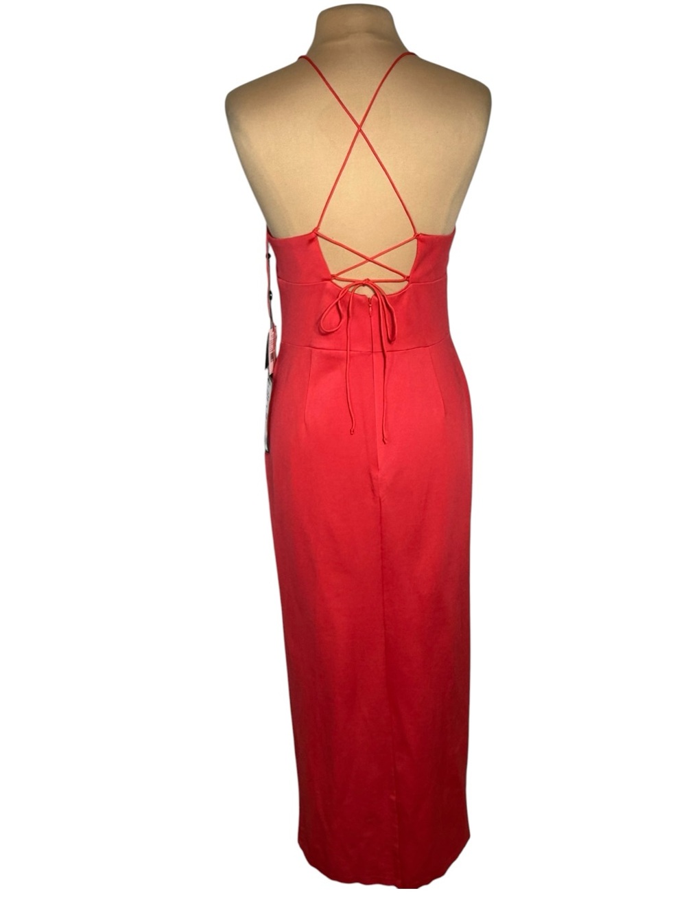NWT Adrianna Papell Lola Jersey Gown Red V-Neck High Slit Formal Dress Size 12 - Picture 4 of 7